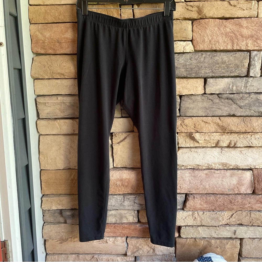 Nike black full length leggings white calf logo Large